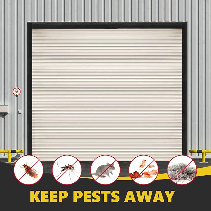 DoubleFill 12 x 12 ft Garage Door Brush Seal Kit, 3 Inch Roll up Door Seal with Aluminum Track, Heavy Duty Nylon Brush for Commercial Doors, Warehouse Barn, Energy Saving, Pest Proof, Black