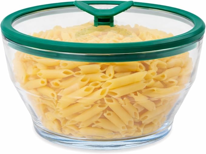 Anyday 8 Cup Glass Microwave Pasta Cooker, BPA Free (Clear Kale) | Spaghetti, Meal Prep, Cookware, Stackable, Airtight, Nontoxic Storage Container, Vented Glass Lid