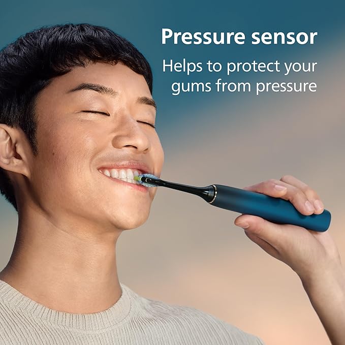 Philips Sonicare DiamondClean 9000 Electric Toothbrush - Sonic Toothbrush with App, Pressure Sensor, 12 Brushing Settings, Replacement Reminder, Charging Stand, Travel Case, Aquamarine, HX9911/92