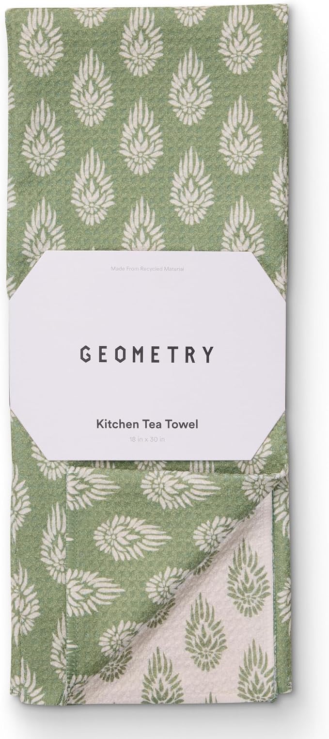 GEOMETRY Kitchen Tea Towels - Quick Dry Microfiber Dish Towels for Kitchen - Henley - 18" x 30" - 1 Pack