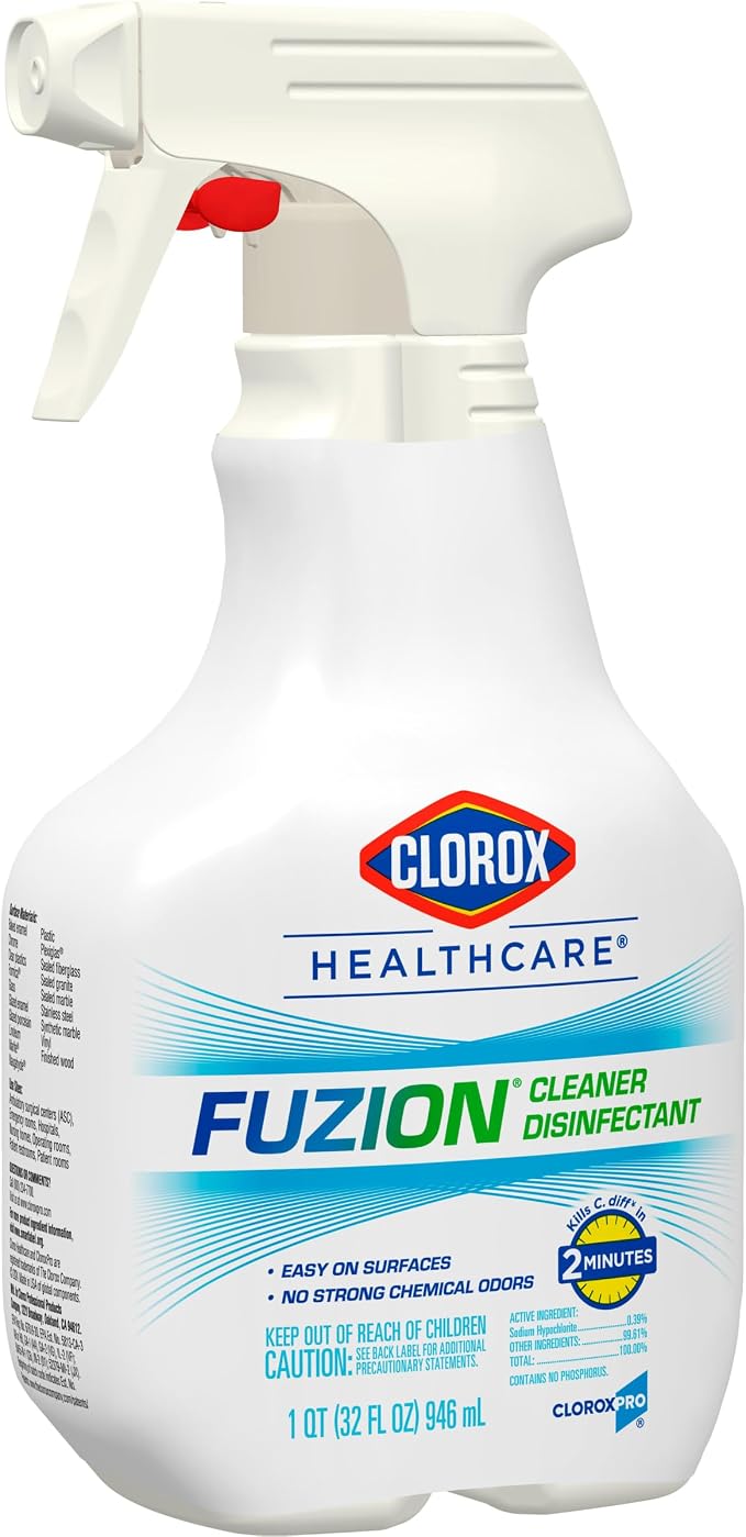 Clorox Healthcare Fuzion Cleaner Disinfectant Spray, No Strong Chemical Odors, Tough on Germs, Disinfecting Bleach Spray, 32 fl. oz., Pack of 9
