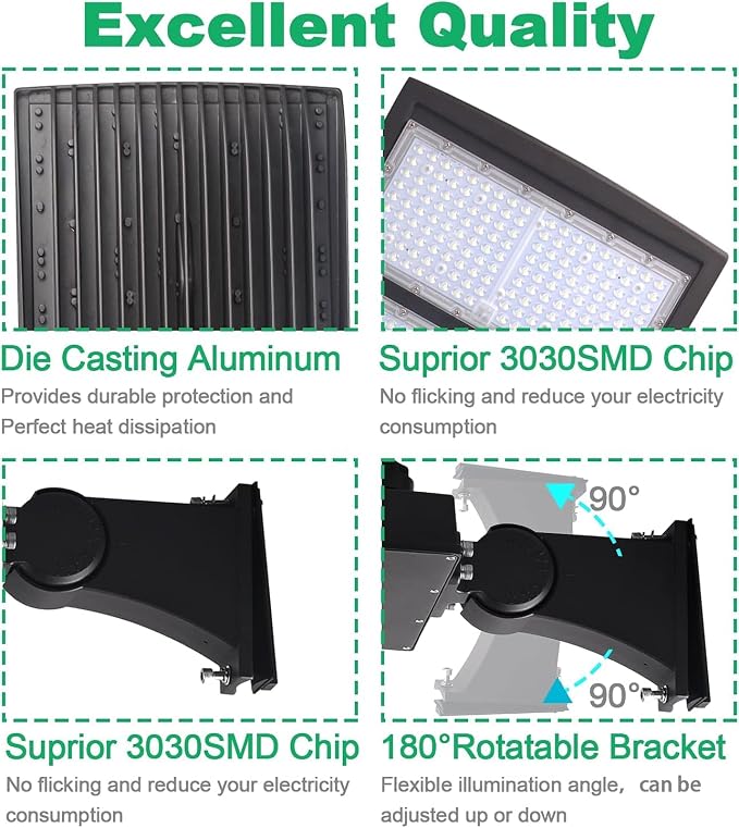 LED Shoebox Light Mounting Bracket Direct Arm Mount Accessory for LED Shoebox Parking Lot Light, Street Light