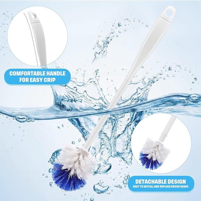 Reallnaive 24 Pcs 18 Inch Toilet Brush Toilet Bowl Cleaner Brush Bathroom Long Plastic Handled Cleaning Scrubber with Hook Hole for Household Bathroom Cleaning Supplies(Flat Handle)
