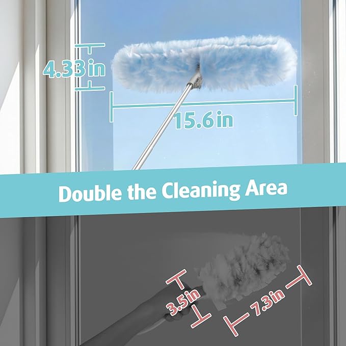 6ft Extendable Duster Handle with 40 Refills, Compatible with Swiffer Duster, Disposable Microfiber Dusting Pads for Home Cleaning, Ceiling, Fan, Window, Hard-to-Reach Areas