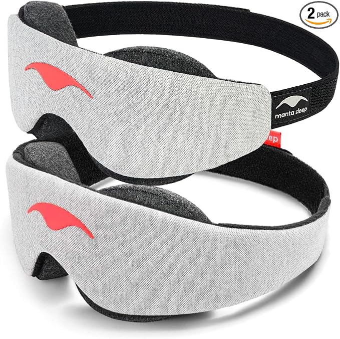 Manta Sleep Dream Duo Bundle - Manta Sleep Mask + Manta Slim Sleep Mask - 100% Total Blackout, Fully Adjustable, Zero Eye Pressure Eye Mask for Sleeping, Deep Rest, Travel, Napping