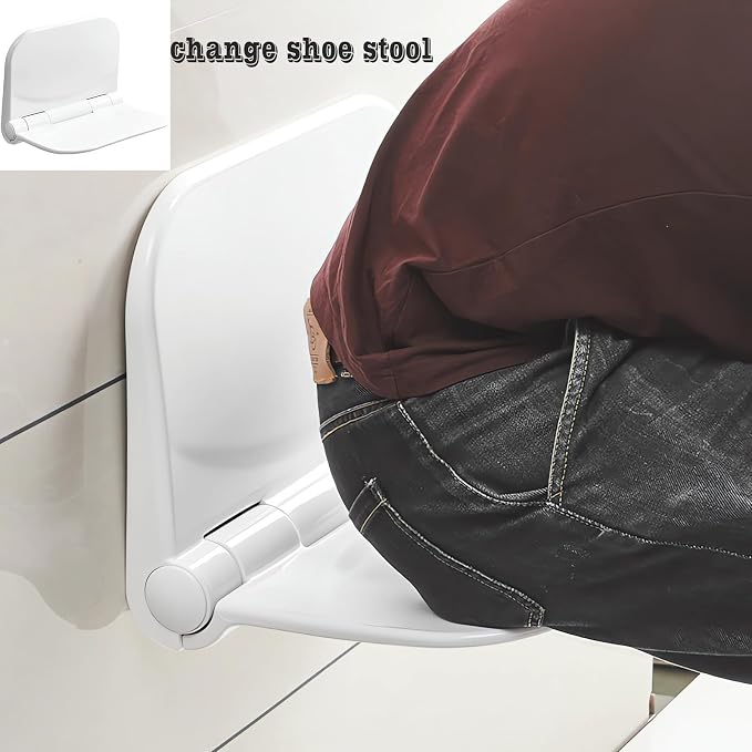Folding Stool is Made of Beech Wood and can Withstand 400 pounds. The Surface is Coated with Walnut Paint and Polished. Used for Changing Shoes, Showering, Folding Bedside Table (Waterproof PU)