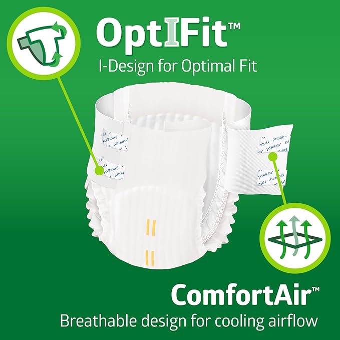 FitRight Extra+ Adult Diapers, Disposable Incontinence Briefs, Leak-Proof Diaper, Absorbent Briefs For Men and Women, Maximum Protection, Medium, 32 – 44 in, 20 briefs per bag