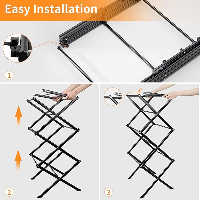 Clothes Drying Rack Foldable Drying Rack Clothing Black-1pack | for Laundry - 40" x 28.8" x 14.2", Space Saving Household Indoor