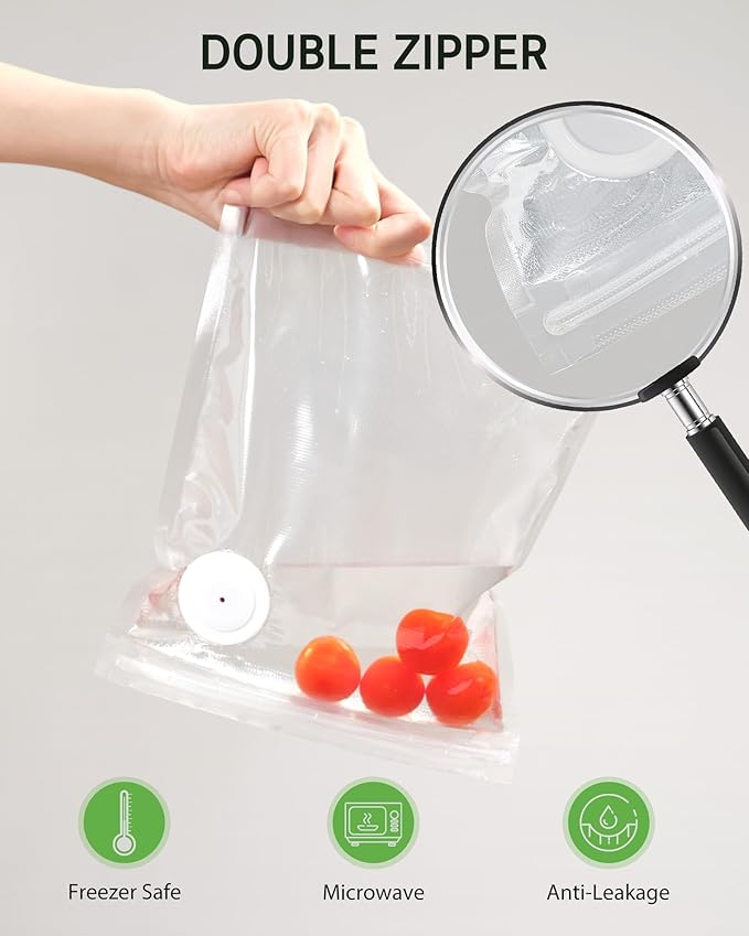 Syntus 40 Pcs Reusable Vacuum Sealer Bags for Food, S+M+L+XL | 8x8+10x11+12x13+12x19, Upgraded Air Valve, Microwave Freezer Sous Vide, Food Storage, Leak-Proof, for Compact Vacuum Sealer