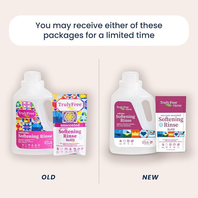 Truly Free Natural Fabric Softener | Non-Toxic for Babies & Kids Sensitive Skin | Plant-Based Laundry Softening Conditioner | Safe, Gentle & Chemical-Free | Unscented | 1 Empty Jug + 1 Fill (2.7 oz)