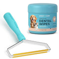 Uproot Cleaner Pro Pet Hair Remover & Dental Finger Wipes Set: The Ultimate Pet Hair Removal Tool for Non-Knit Surfaces & Cat and Dog Teeth Cleaning Wipes for Plaque, Tartar, & Breath