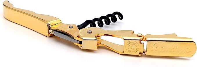 Pulltap's Genuine Classic 500 Waiter's Corkscrew – Double-Hinged Wine Key with Hinged Foil Cutter – Patented Design – Made in Spain – Gold (Oro – 24K Full Gold)