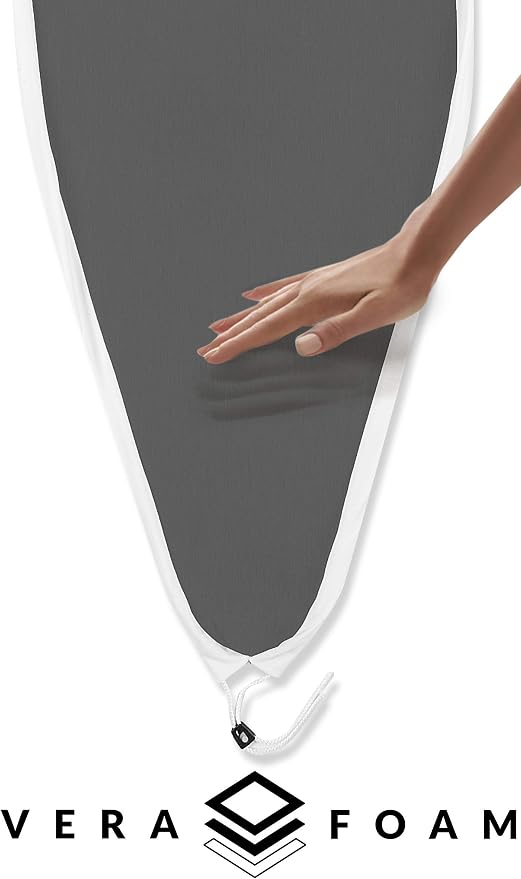 Reliable 2 in 1 XL Ironing Board, Heat Resistant Zone, Includes 2 Covers | Extra Large Surface Up to 55" x 19", Vera Foam Memory Foam Cover, Laundry Rack Included, Ergonomic Iron Rest, Made in Italy