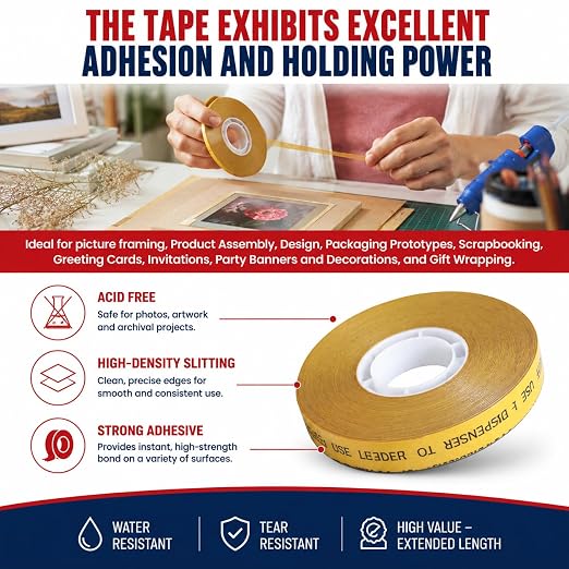 GGR Supplies ATG Tape Refills, 1/2 Inch x 36 Yards (Pack of 6), Acid-Free Adhesive Transfer Tape, Double-Sided Reverse Wound ATG Gun Refills for Picture Framing, Scrapbooking, Crafts and Packaging