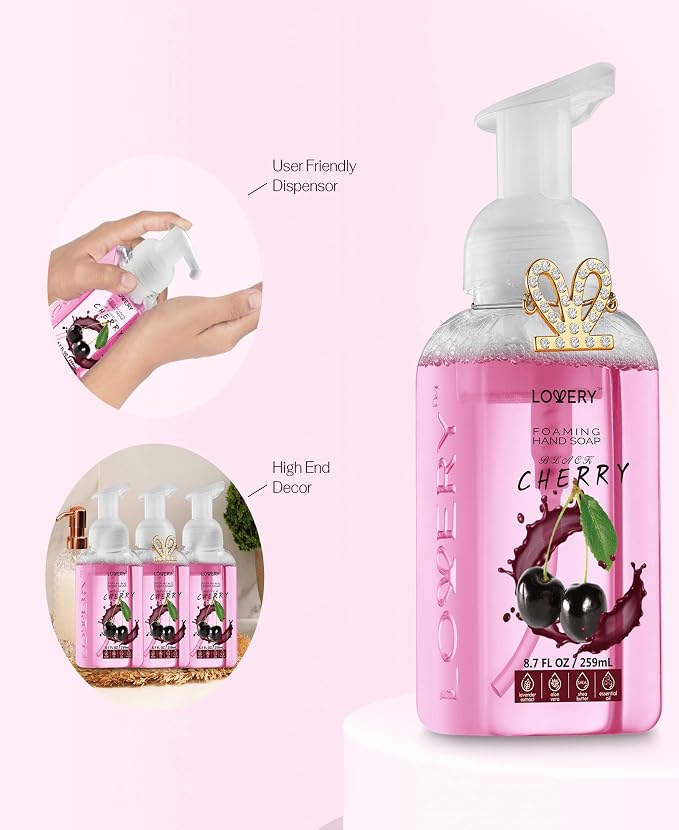 LOVERY Foaming Hand Soap-Packof 3-Moisturizing Hand Soap with AloeVera & Essential Oils-Alcohol-Free Hand Wash in Honey Almond, PomegranatePeach, Lavender Jasmine Scent-Free Bracelet