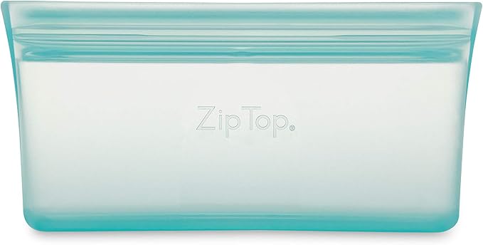 Zip Top Reusable Food Storage Bags | Snack Bag [Teal] | Silicone Meal Prep Container | Microwave, Dishwasher and Freezer Safe | Made in the USA
