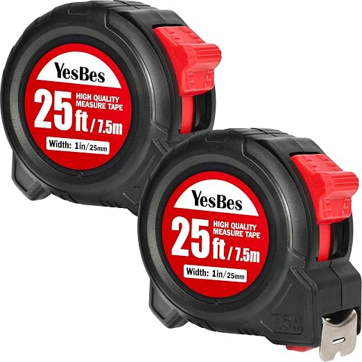 2 Pack Tape Measure 25 ft, Easy Read Retractable Measuring Tape 1-Inch Wide, Great for House Construction and Carpenter