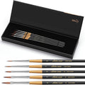 Golden Maple Kolinsky Sable Miniature Paint Brushes, 5PC Professional Detail Paint Brushes Arrow Point Paint Brush Set for Models, Watercolor Details, Figures & Gouache Painting, Black