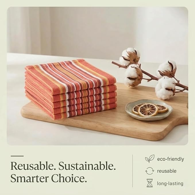 Urban Villa Kitchen Towels Cotton Dish Towels 20”x30” (Set of 6) Rust