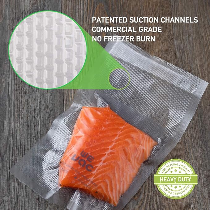 Wevac 8” x 12” 200 Count Food Vacuum Sealer Bags Keeper, PreCut Quart, Ideal for Food Saver, BPA Free, Commercial Grade, Great for storage, meal prep and Sous Vide (Pack of 2)
