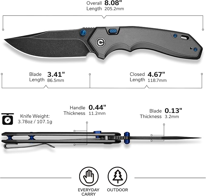 CIVIVI Elite Brova Folding Pocket Knife, 3.41" S35VN Blade, Top Liner Lock | Ergonomic Stylish Aluminum Handle, Reversible Clip, EDC Knife CE25093-1
