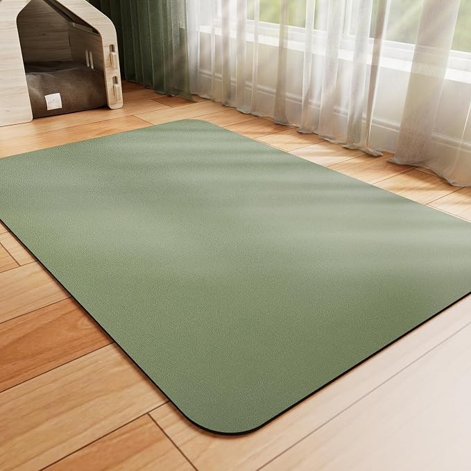 HotLive Dog Food Mat - Absorbent Cat Mat for Food and Water, No Stains Pet Feeding Bowl Mat, Easy to Clean Pet Placemats, Quick Dry Dog Water Dispenser Mat for Messy Drinkers | Green 18"x 28"