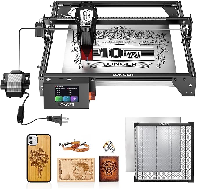 Longer Laser RAY5 10W Laser Engraver with Air Pump and 17.3"x 17.3"Honeycomb Working Table, DIY Laser Engraver for Wood and Metal, Paper, Acrylic, Glass, Leather