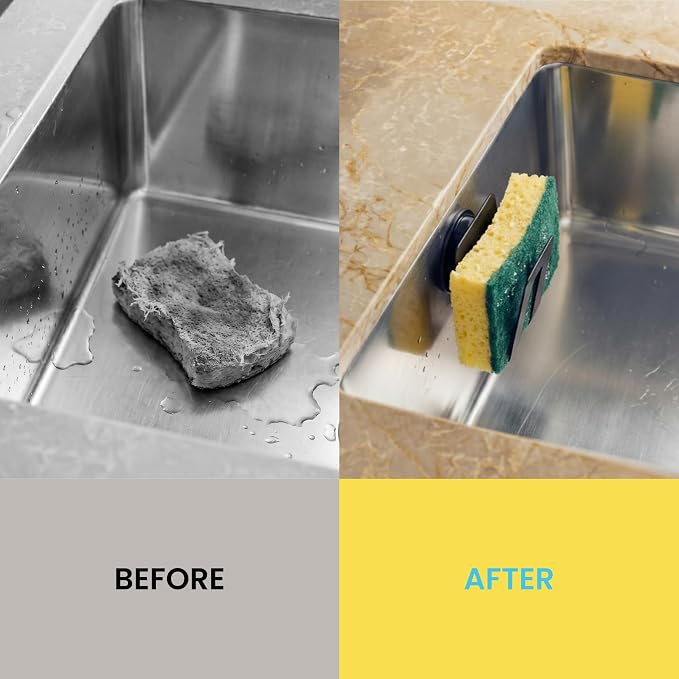 Magnetic Sponge Holder - Kitchen Sink Organizer - Ideal for Kitchen Organization & Accessories - Sink Sponge Holder (Biocomposite)