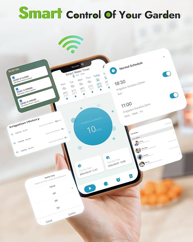 Insoma WiFi Water Timer with Brass Inlet&Outlet, Smart Sprinkler Timer + Auto/Manual/Rain Delay for Garden, Hose Timers with Hub, Up to 20 Watering Plans, APP & Voice Control, Compatible with Alexa