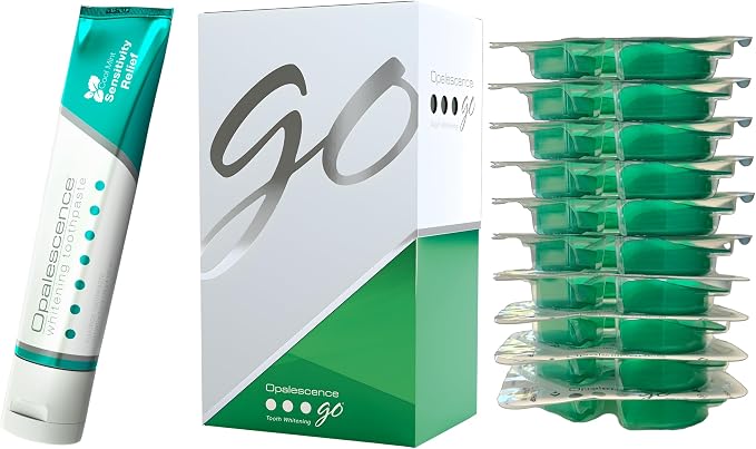 Opalescence GO Teeth Whitening Trays 15% & Sensitive Toothpaste 5194-5167 | Hydrogen Peroxide Gel Prefilled Trays and Opalescence Whitening Toothpaste 4.7 Oz - Mint Flavor (10 Treatments)