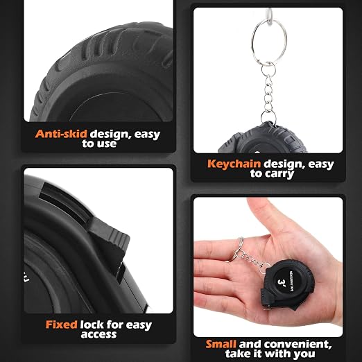 Kanayu Mini Tape Measure Keychains 3 ft Small Retractable Measuring Tape Bulk with Lock Steel Easy Read Pocket for Birthday Party Favors Daily Use