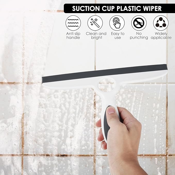 10 Pack Shower Squeegee for Glass Doors/Walls Bulk,10" Squeegee with Adhesive Hook,All-Purpose Bathroom Cleaner Tool Household Shower Squeegee for Shower Doors, Bathroom,Mirror, Window and Car Glass