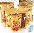 500 Pcs Mylar Bags for Food Storage 6x9 Mylar Bag with Window Stand Up Bulk Resealable Bags Smell Proof Bag Food Packaging for Small Business Freeze Dried Candy Jewelry Foil Packaging Gold