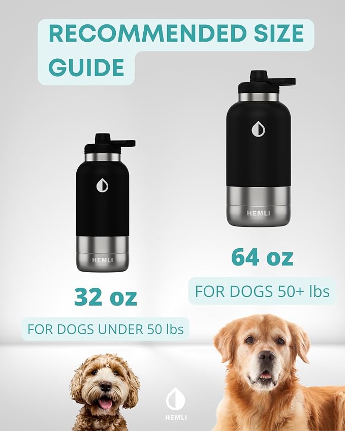 32 oz. Portable Dog Water Bottle and Bowl for Walking, Hiking and Travel