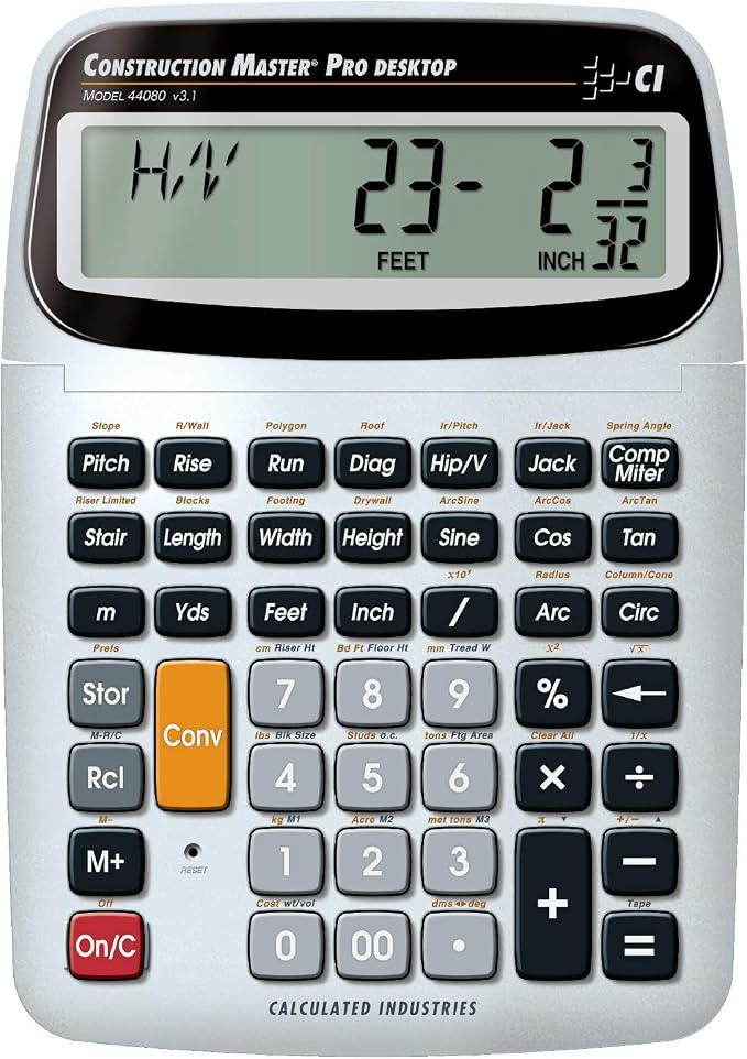 Calculated Industries 44080 Construction Master Pro-Desktop Advanced Construction Math Feet-Inch-Fraction Calculator with Trig Tool for Architects, Estimators, Contractors, Builders and Remodelers | Advanced Construction Math, Feet-Inch-Fraction, Trig ...