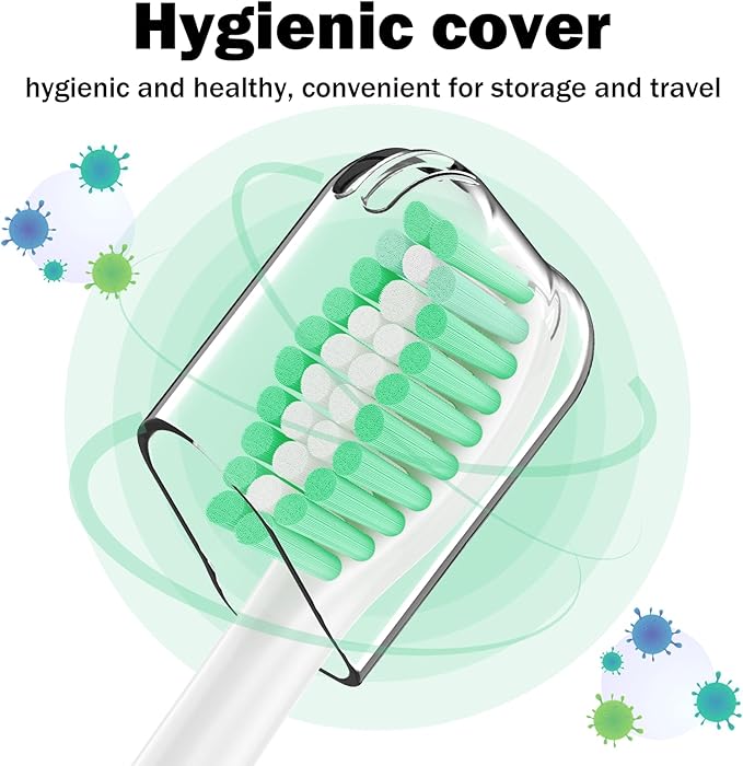 Replacement Toothbrush Heads for Philips Sonicare E-Series/Essence/Xtreme/Elite and Other Screw-on Electric Toothbrush Models, 2 Pack, Dupont Bristles with Protective Cover