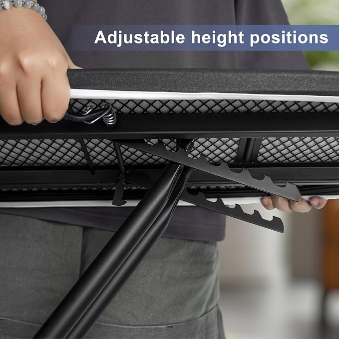 Duwee 13"×43" Ironing Board with Heat Resistant Cover Thicken Felt Pad | Folding Adjustable Height Compact Ironing Board,Strong Legs,Black