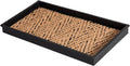 Anji Mountain Heavy Duty Waterproof Rubber Shoe Storage Mat Organizer/Boot Storage Tray Multi Use For Entryway with Coir, Tan and Black Insert, Fits 2 Pair (24.5" Wide)