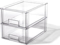 BINO | Stackable Storage Drawers, Large - 2 Pack, Clear | THE CRATE COLLECTION | Storage Bins With Drawers | Bathroom Organizers | Under Sink Organizer | Vanity Cabinet Home Organization