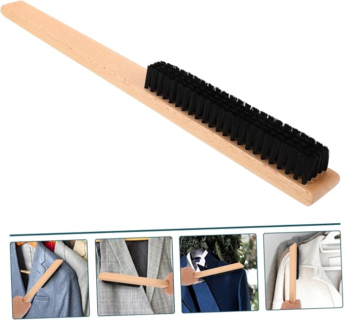 Healeved 2pcs Bristle Coat Brush Wood Handle Household Cleaning Duster for Garments Bedsheets and Pet Hair Removal Lightweight and Design for Home Use