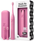Made by Dentists PRO‑X Sonic Electric Toothbrush for Adults – Dentist‑Designed Whitening Rechargeable Toothbrush, 9 x More Plaque Removal, 70 Day Battery, 3 Modes, Travel Case & Extra Heads, Pink