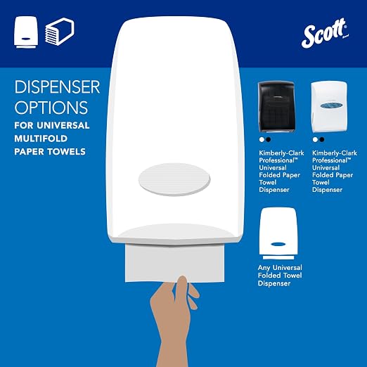 Scott Professional Multifold Paper Towels, Bulk, 16 x 250 Sheets (01804) | Universal, Plus Tier, Absorbency Pockets, Compressed, White, Compatible with Universal Folded Towel Dispensers