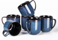 LERATIO Ceramic Coffee Mugs Set of 6,12oz Handmade Coffee Mugs Set | Large Handle for Cappuccino/Latte/Tea/Hot Cocoa,Oven &Dishwasher & Microwave Safe-Blue