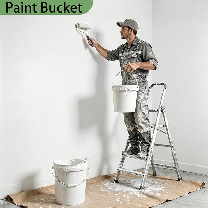 5 Gallon & 2.5 Gallon Plastic Bucket Set with Handle (6 Pack), Water Bucket for Household Cleaning, Car Wash, Plastic Container for Gardening Outdoor Paint Kitchen Storage, DIY Gift, White