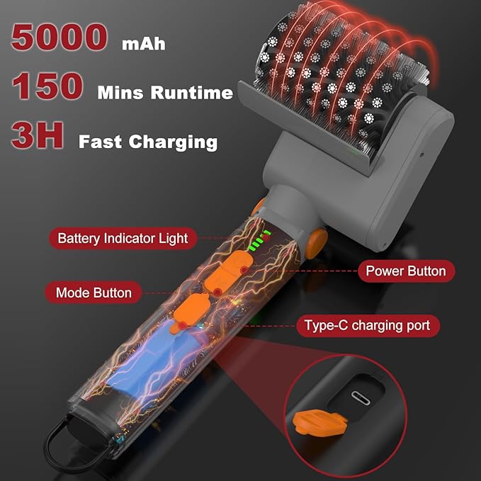 Electric Grill Brush, Rechargeable USB BBQ Grill Cleaner with 3-Speed & 3 Heads, 150+ Min Runtime, Waterproof & Heat Resistant, Cordless Rotary Grill Brush for Outdoor Barbecue Grates