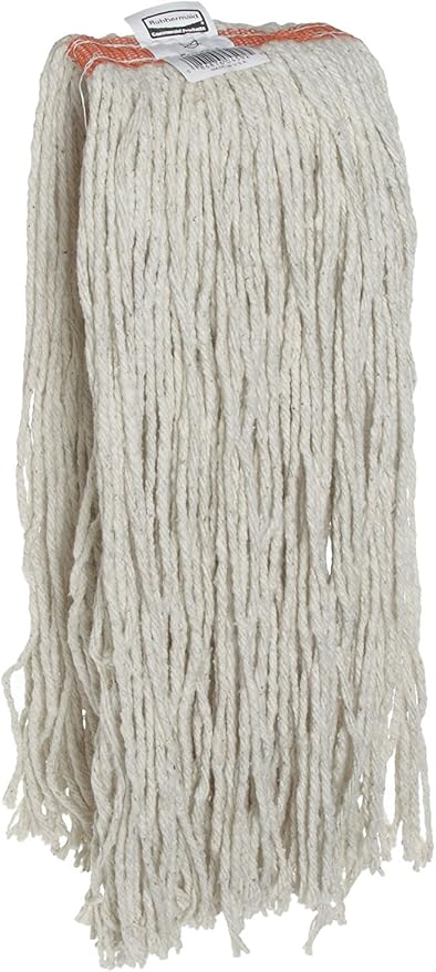 Rubbermaid Commercial Products Premium Cut-End Cotton Mop - 20 Ounce, 1" Headband, Heavy-Duty Industrial Wet Mop for Floor Cleaning Office/School/Stadium/Bathroom, Pack of 12, Cotton