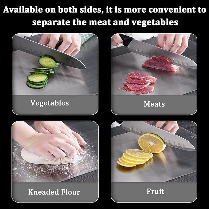 Stainless Steel Cutting Board Set of 3,Non Toxic Cutting Boards for Kitchen | Metal Cutting Board Dishwasher Safe and Hygienic Heavy Duty Chopping Board for Meat Vegetable Fruit(15"x 11",13"x 9",10"x 6")