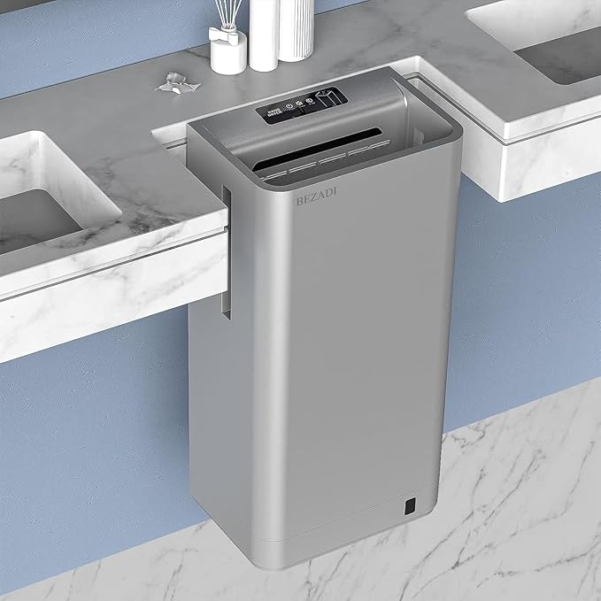 Vertical Hand Dryer HEPA Filtered 1800W High-Speed Wall Mount Jet Automatic Infrared Air for Commercial and Home Bathroom,Silver 2688