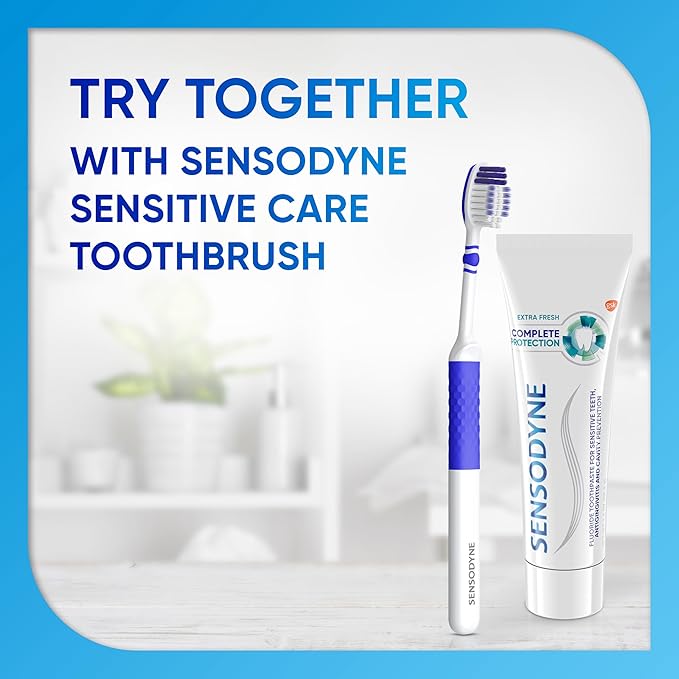 Sensodyne Complete Protection Extra Fresh Toothpaste, 3.4 oz (Pack of 2) | For Gingivitis, Sensitive Teeth Treatment, Extra Fresh, Convenient Travel Sizes Within TSA Requirements