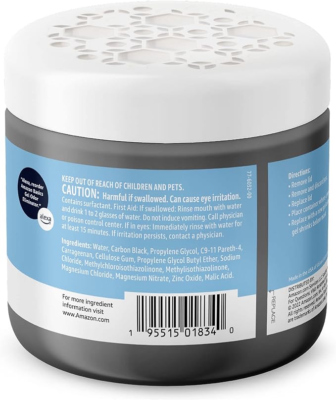 Amazon Basics Gel Odor Eliminator, Activated Charcoal, Fragrance Free, 17 Oz, 1-Pack